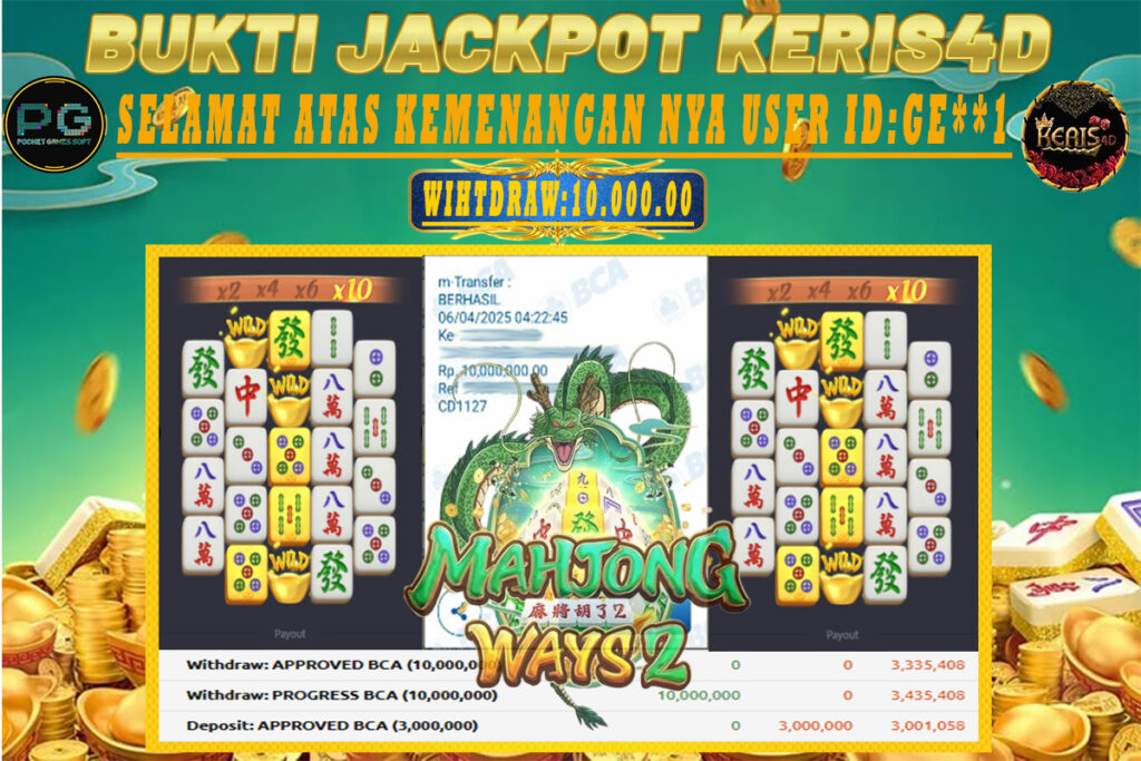 JACKPOT SLOT GACOR MAIN MAHJONG WAYS 2 06 MARET 2025
