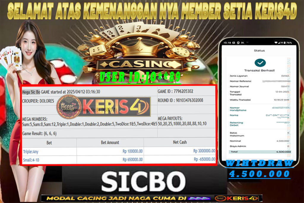 JACKPOT GACOR MAIN MEGA SICBO 12 APRIL 2025